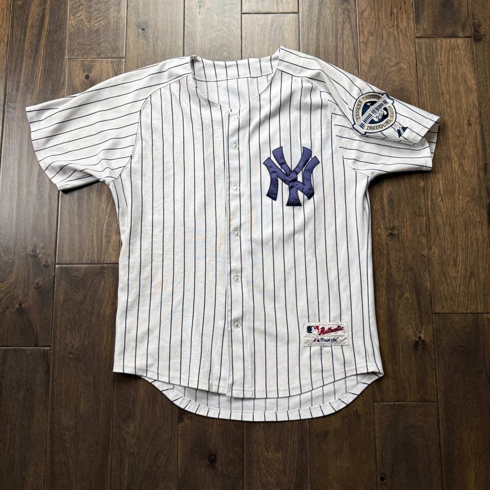 Majestic Baseball Jersey Mens 48 White Excellent 2009 Yankees Teixeira 25 Patch